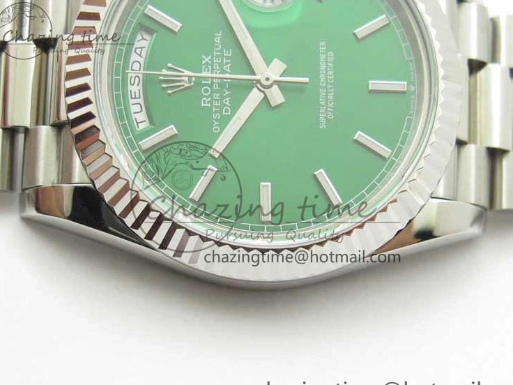 on SS SS Dial Day-Date Dial Green 904 New Markers Bracelet A2836 228239 Version BP 40mm President Stick 0313